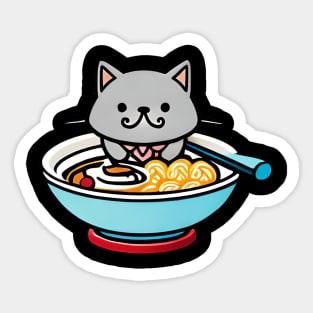 Cute Japanese Cat ramen Sticker